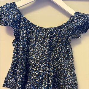GAP Navy and Light Blue Floral Off-Shoulder top and matching skort